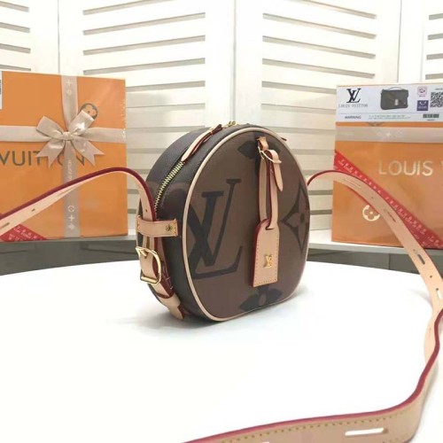 Louis Vuitton LV Women Boite Chapeau Souple Bag in Monogram and Reverse Coated Canvas-Brown