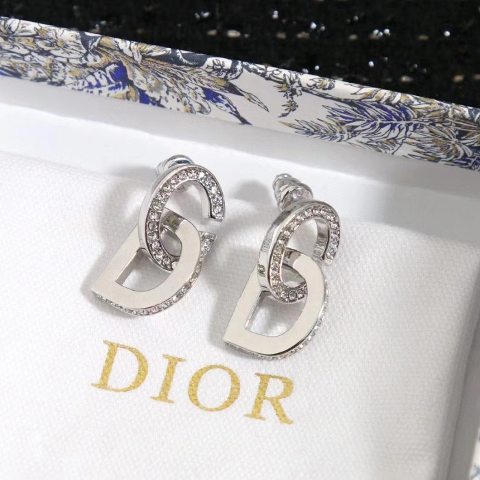 Dior Women CD Lock Earrings Silver-Finish Metal Silver-Tone Crystals