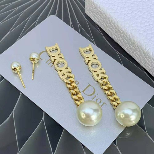 Dior Women Tribales Earrings Gold-Finish Metal with White Resin Pearls