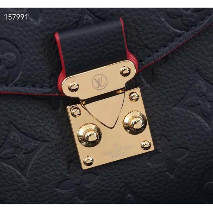Louis Vuitton LV Women Pochette Métis Bag Navy Red Monogram Grained Cowhide Leather