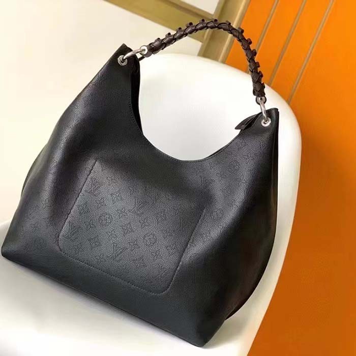 Louis Vuitton LV Women Carmel Hobo Bag Black Mahina Perforated Calf Leather