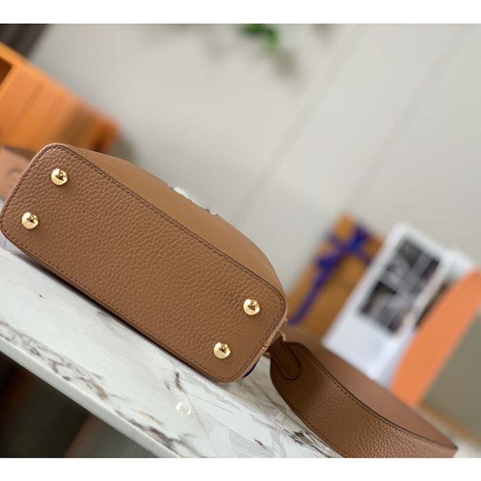 Louis Vuitton LV Women Capucines Mini Handbag Golden Yellow Taurillon Leather Python Skin