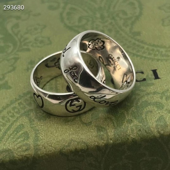 Gucci Unisex Blind For Love Silver Eye Hearts Birds Flowers Interlocking G 925 Sterling Silver