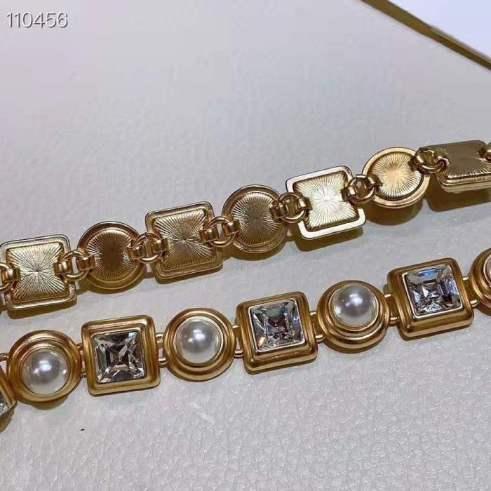 Chanel Women Gold-Tone Glass Pearls Gold & Crystal Belt