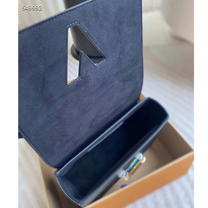 Louis Vuitton LV Women Twist MM Black Epi Grained Smooth Cowhide Leather