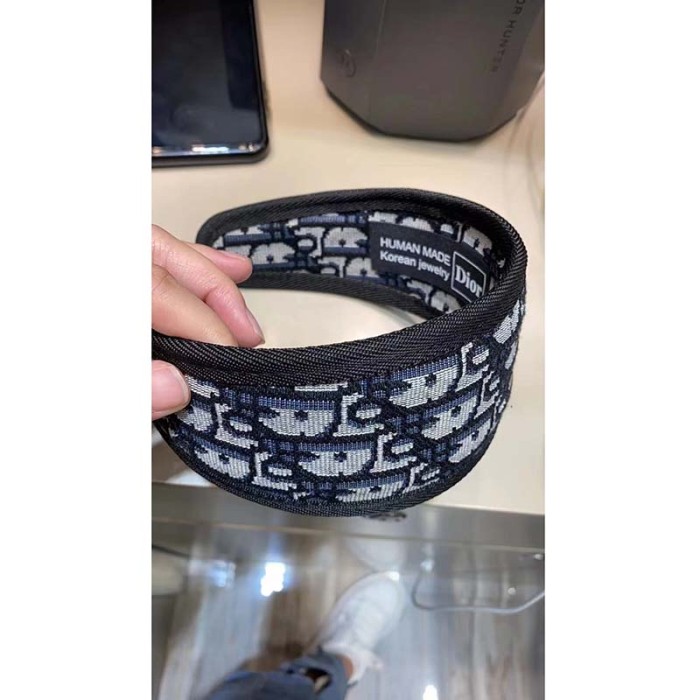 Dior Women D-Oblique Headband Navy Blue Cotton