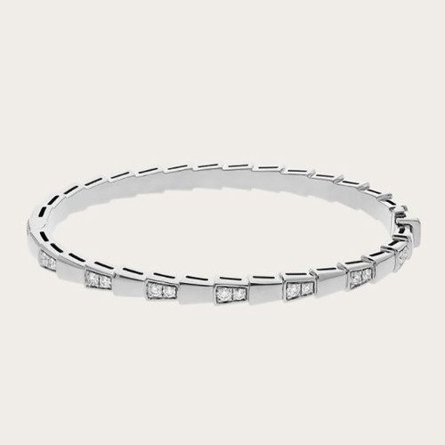 Bvlgari Women Serpenti Viper 18 KT White Gold Bracelet Set with Demi Pave Diamonds