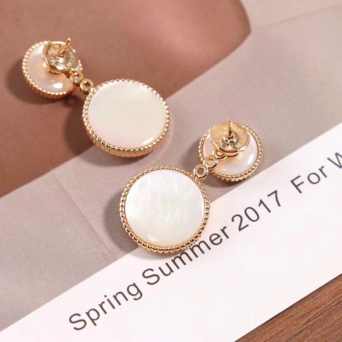 Dior Women CD Rose Des Vents Earring Yellow Gold Diamonds Pearl