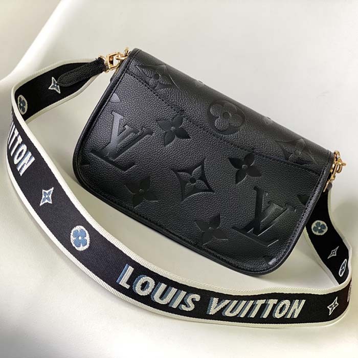 Louis Vuitton LV Women Diane Black Embossed Supple Grained Cowhide Leather