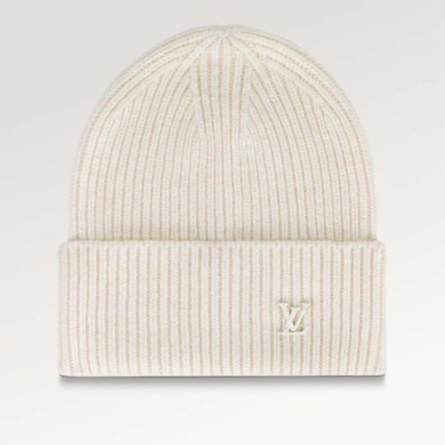 Louis Vuitton Unisex LV Ahead Beanie One Size Crème Beige Cashmere Enamel Initials