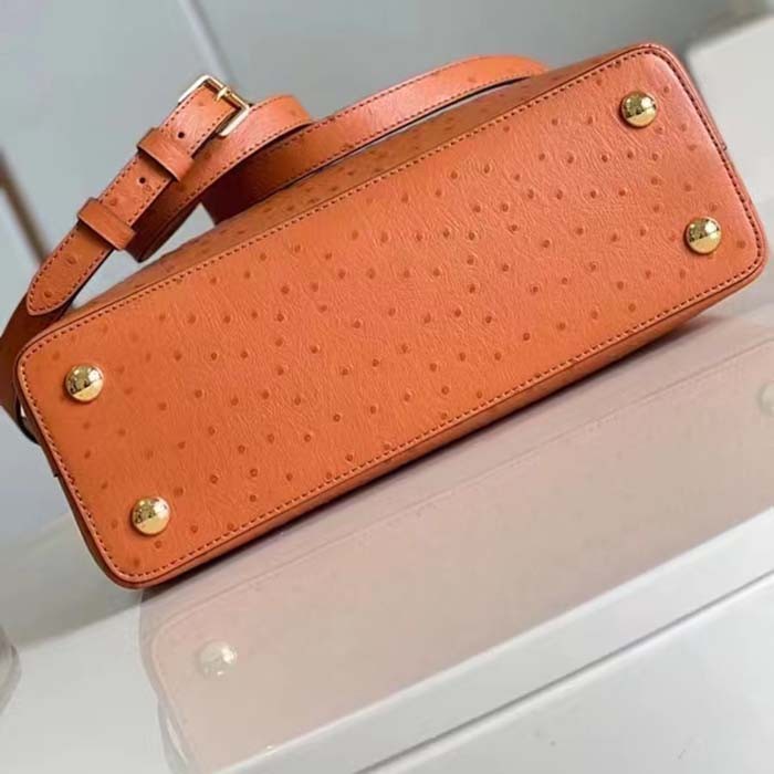 Louis Vuitton LV Women Capucines BB Orange Menthe Mint Ostrich Leather Monogram Flower