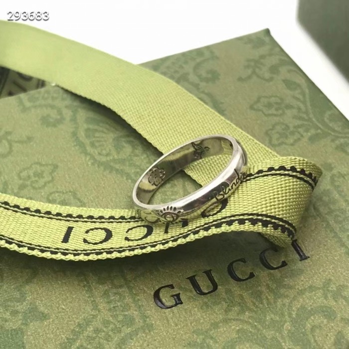Gucci Unisex Blind For Love Ring Silver Eye Hearts Birds Flowers Interlocking G 925 Sterling Silver