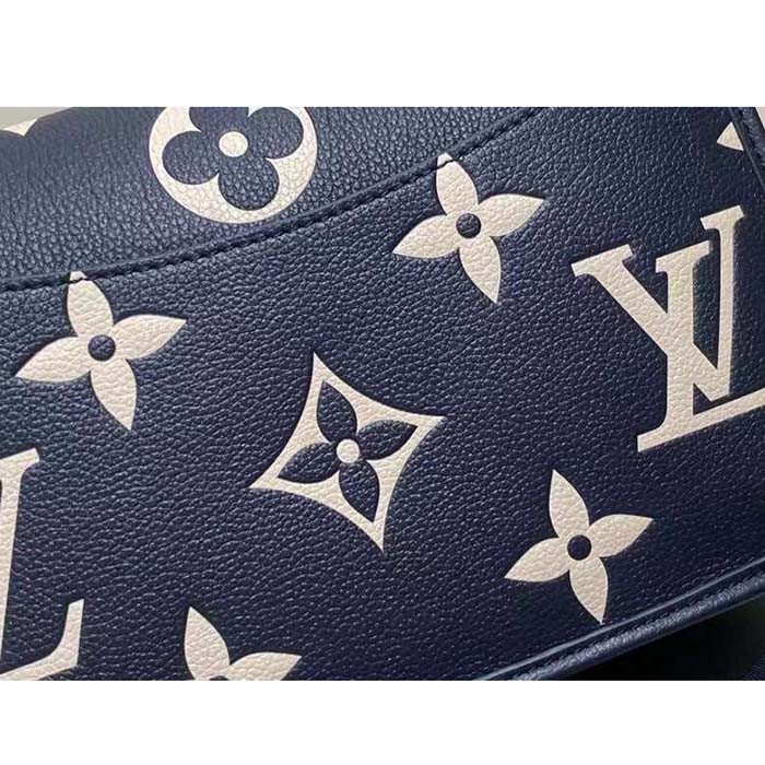 Louis Vuitton LV Women Diane Navy Blue Cream Monogram Empreinte Cowhide Leather M47161