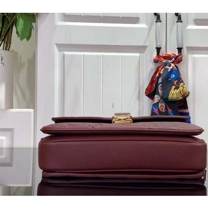 Louis Vuitton LV Women Pochette Métis Wine Red Monogram Empreinte Embossed Grained Cowhide Leather