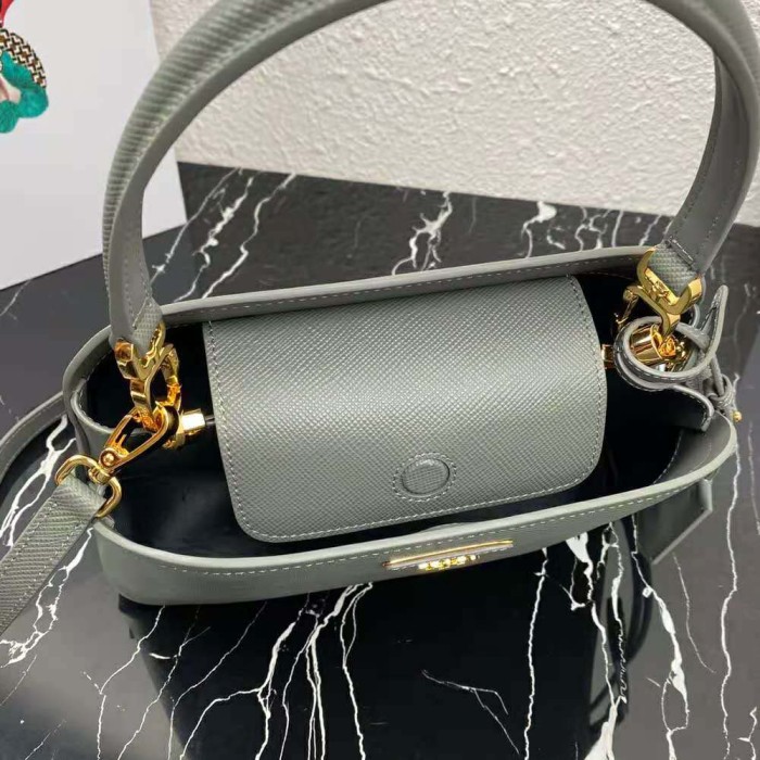 Prada Women Medium Saffiano Leather Prada Matinee Bag-Grey