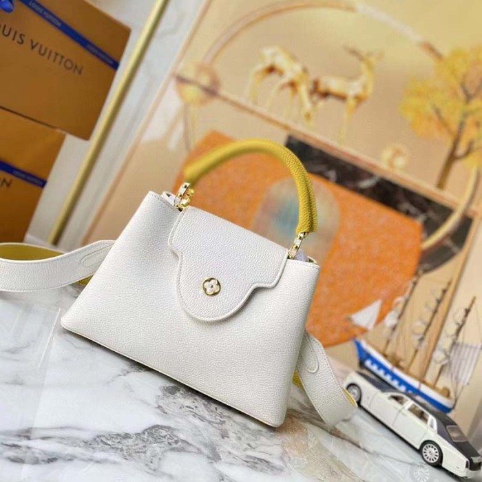 Louis Vuitton LV Women Capucines BB Handbag White Taurillon Leather