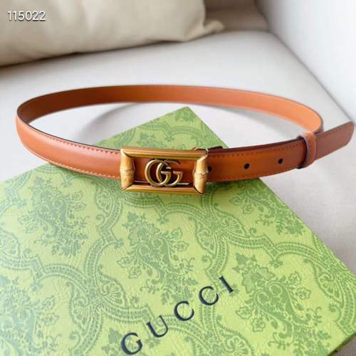 Gucci Unisex GG Belt Double G Buckle Bamboo Cuir Leather 1.8 CM Width