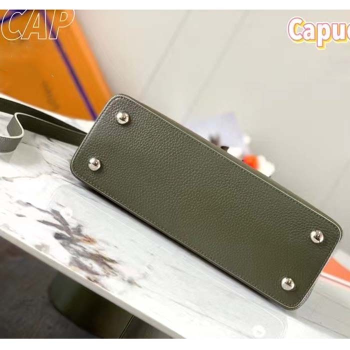 Louis Vuitton LV Women Capucines BB Handbag Kaki Dark Green Taurillon Cowhide Leather