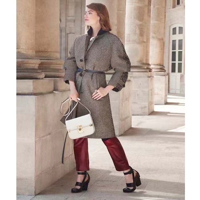 Louis Vuitton Women LV Orsay MM Handbag White Cowhide Leather Flap Closure N-Lock