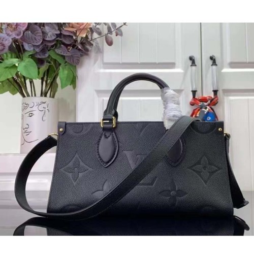 Louis Vuitton LV Women OnTheGo East West Black Embossed Grained Cowhide Leather