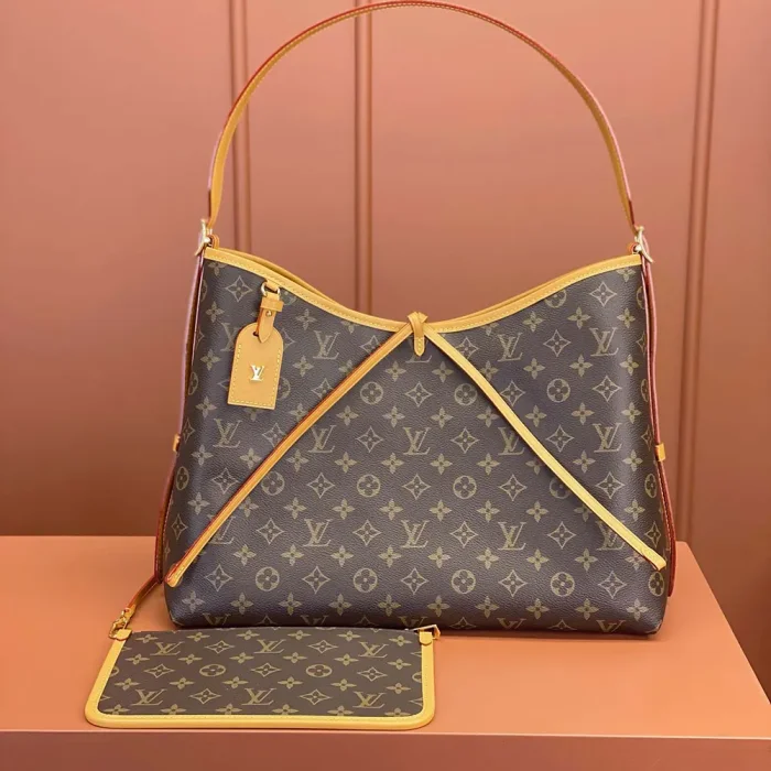 Louis Vuitton LV Women CarryAll MM Aged Natural Cowhide Leather Trim M46197