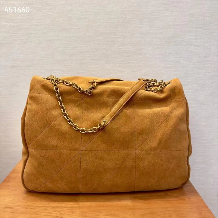 Saint Laurent YSL Women Jamie 4.3 Suede Large Soft Nappa Bag Brown Caramel Style ID 7424311U8P72102