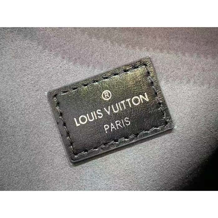 Louis Vuitton LV Women Side Trunk Handbag Gray Denim Textile Jacquard