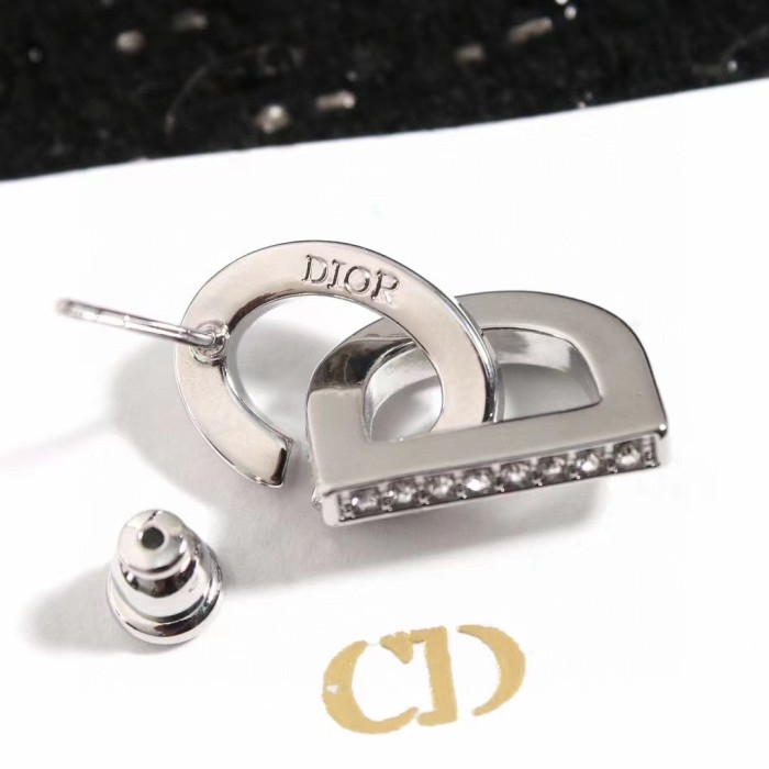 Dior Women CD Lock Earrings Silver-Finish Metal Silver-Tone Crystals