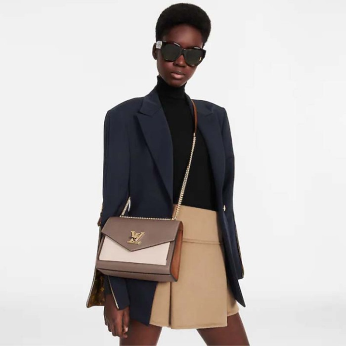 Louis Vuitton LV Women Mylockme Chain Bag Smokey Brown Soft Grained Calfskin