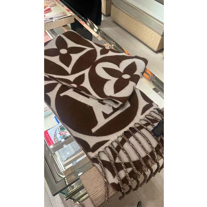 Louis Vuitton Unisex LV Medallion Scarf Brown Wool Jacquard M79215