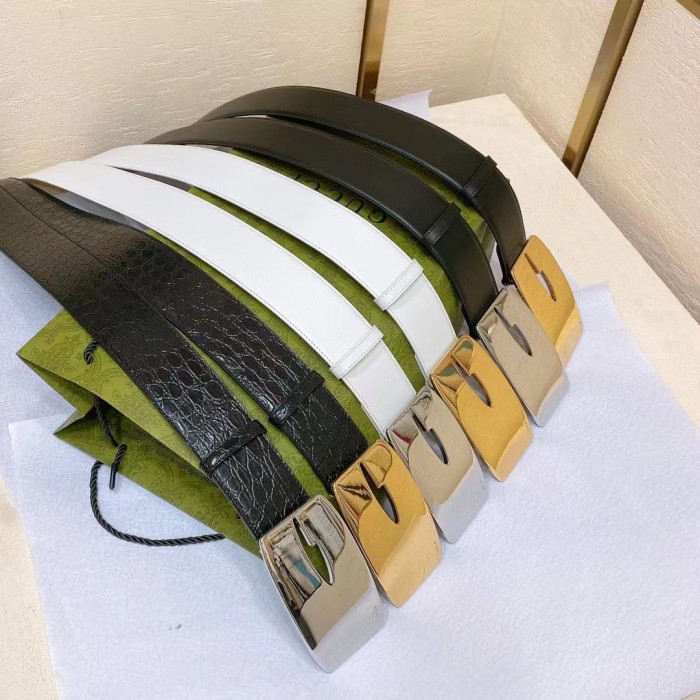 Gucci Unisex GG Wide Belt Retro G Buckle Black Patent Leather 4.8 CM Width