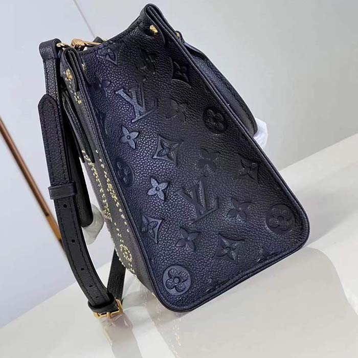 Louis Vuitton LV Women Onthego PM Black Monogram Empreinte Grained Cowhide Leather Studs