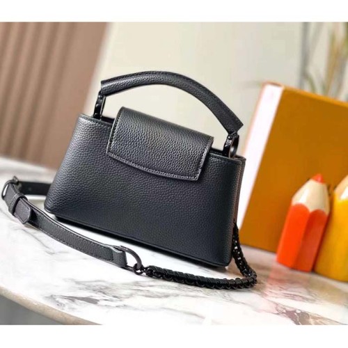 Louis Vuitton Women LV Capucines East-West Mini Black Matte Calfskin M23955