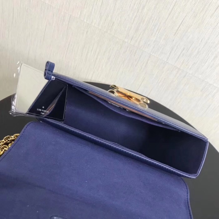 Louis Vuitton LV Women Twist MM Handbag Indigo Blue Epi Grained Cowhide Leather