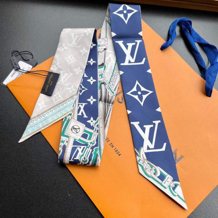 Louis Vuitton Women LV Ultimate Monogram Bandeau Navy Blue Silk Inkjet Print M77778