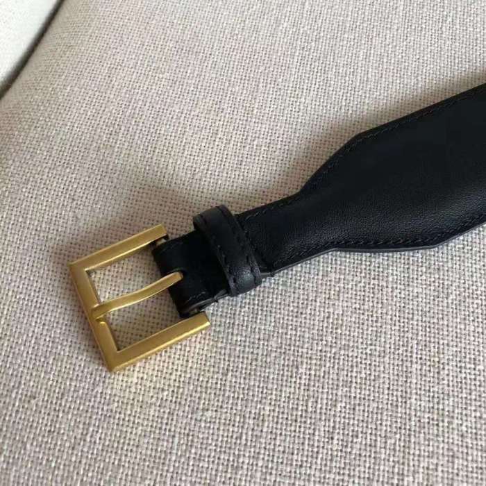 Gucci Unisex Leather Belt with Horsebit in Black Smooth Leather