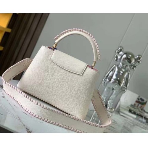 Louis Vuitton LV Women Capucines BB Handbag Cream Beige Pearly Pink Taurillon Cowhide Leather