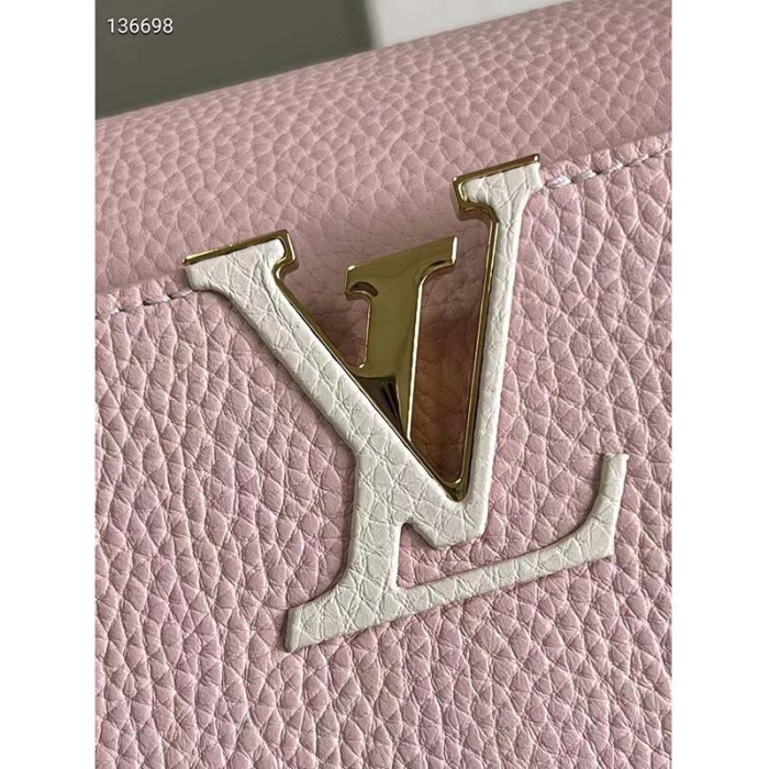 Louis Vuitton LV Women Capucines MM Handbag Pink Taurillon Leather Canvas