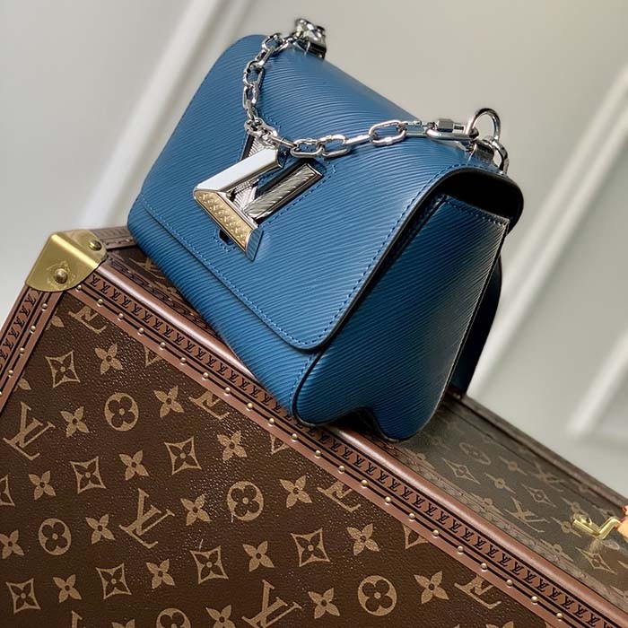 Louis Vuitton LV Women Twist PM Handbag Toledo Blue Epi Grained Cowhide