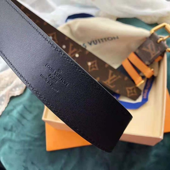 Louis Vuitton LV Unisex LV Signature 35mm Belt in Monogram Canvas-Brown