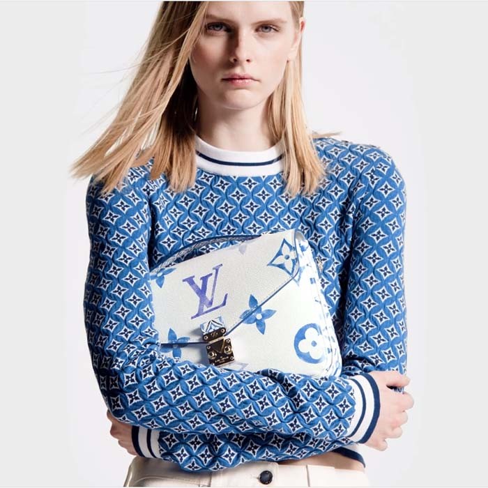 Louis Vuitton LV Women Pochette Métis MM Blue Monogram Coated Canvas