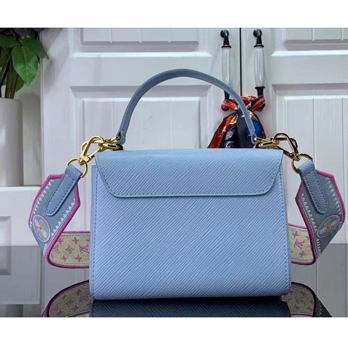 Louis Vuitton LV Women Twist PM Bag Bleu Nuage Blue Epi Grained Leather