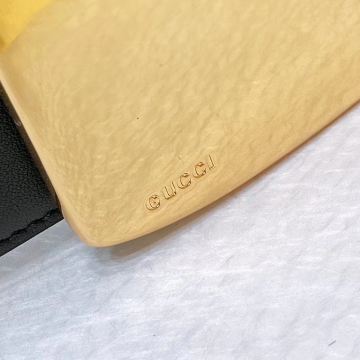 Gucci Unisex GG Wide Belt Retro G Buckle Black Patent Leather 4.8 CM Width