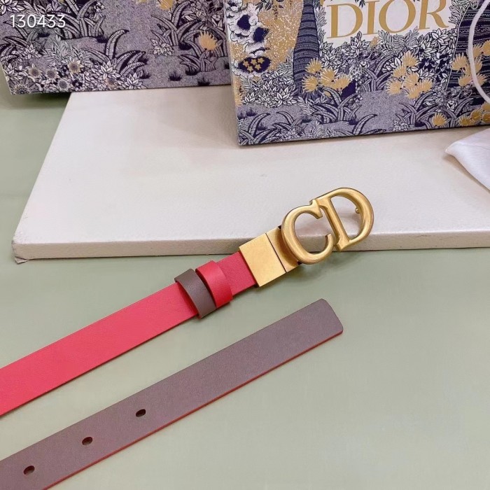 Dior Unisex CD Reversible Saddle Belt Golden Saddle Rani Pink Latte Smooth Calfskin