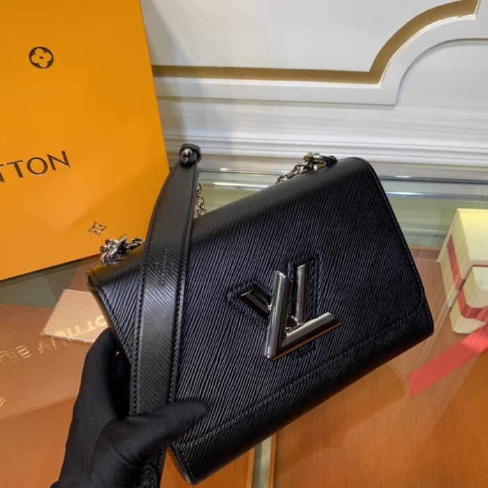 Louis Vuitton LV Women Twist MM Chain Bag Black Epi Grained Cowhide Leather