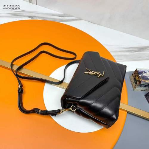 Saint Laurent YSL Women Toy Loulou Quilted Leather Black Calfskin Leather Gold