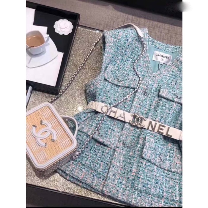 Chanel Women Goatskin & Gold-Tone Metal Belt-White