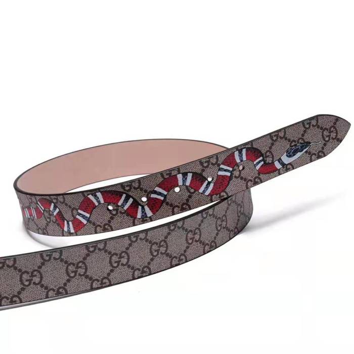 Gucci Unisex GG Supreme Belt with Kingsnake Print in Beige/Ebony GG Supreme Canvas