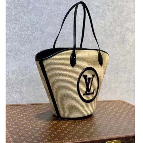 Louis Vuitton Women Saint Jacques Black Synthetic Knitted Raffia Cowhide Leather