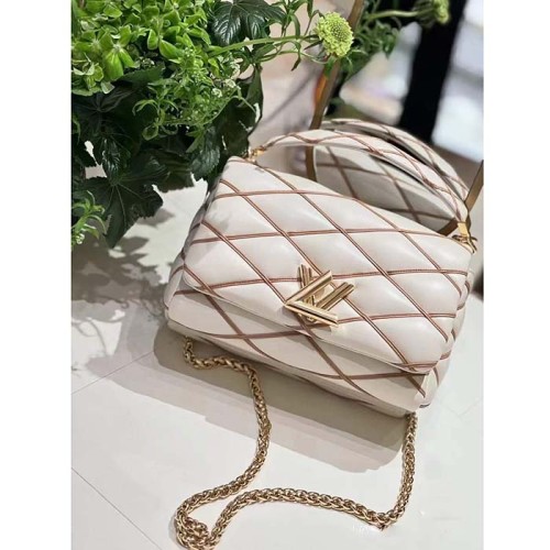 Louis Vuitton LV Women GO-14 MM Crème Beige Chestnut Brown Lambskin M25060